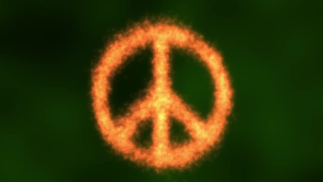 Campaign for nuclear disarmament peace symbol burns animation 