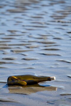 USA, Washington State, Hansville, Point No Point, Kitsap County, message in a bottle