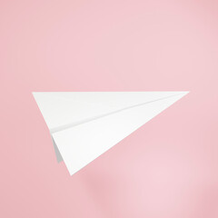 3d rendering of Paper Airplane icon on clean background for mock up and web banner. Cartoon interface design. minimal metaverse concept.