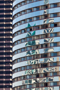 Low angle view of a hotel, Marriott Hotel, San Diego, California, USA