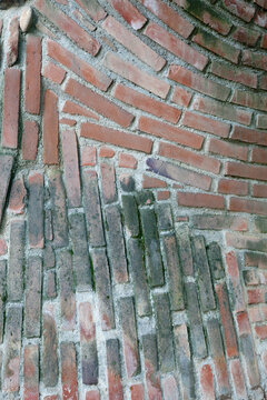 Mexico, Tecate, Rancho La Puerta, Close-up of old brick wall