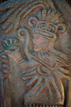 Mexico, Tecate, Rancho La Puerta, Close-up of old mexican bas relief