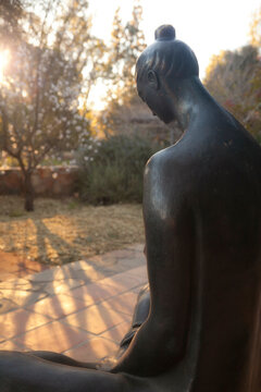 Mexico, Tecate, Rancho La Puerta, Statue in garden