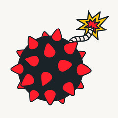 Cartoon vector funny cute Comic characters, black mine.