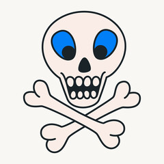 Cartoon vector funny cute Comic characters, scull