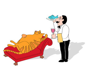 Sofa Cat 2, Linda Braucht, (b.20th C./American), Computer graphics