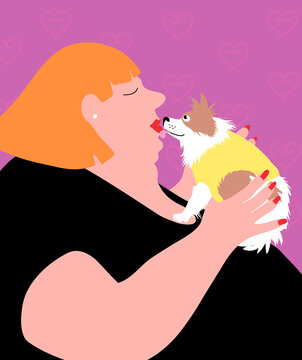 Fat Lady & Little Dog Linda Braucht (b.20th C. American) Computer graphics