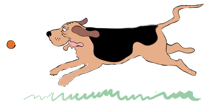 Bloodhound Running, Linda Braucht (b.20th C./American), Computer graphics