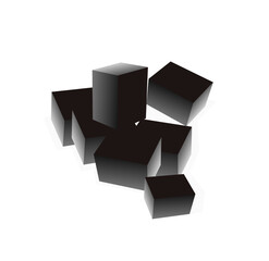 Sweet Food and Dessert, An Illustration of Grass jelly or Chinese Black Jelly Isolated on White Background.