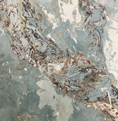 Colorful texture in gray and blue colors. Delicate white and gray drops. Wallpaper with sea water. Contrasting ink blur. Hand paint. Blue abstraction.