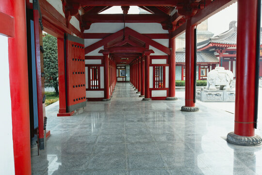 China, Shaanxi, Xian, Inner walkway in Big Wild Goose Pagoda