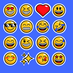 stickers sonrientes de caras amarillas 
