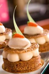 Close-up of carrot cakes