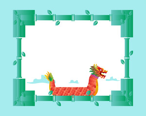 Chinese dragon boat festival Zongzi, china bamboo traditional frame border vector image picture poster