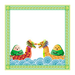 Chinese dragon boat festival Zongzi, china bamboo traditional frame patten border vector poster picture