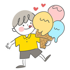 아이스크림을 들고 있는 아이 일러스트