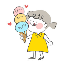 아이스크림을 들고 있는 아이 일러스트