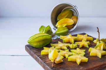 Star fruit on the white table