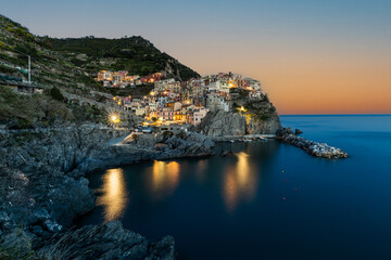 Sunset over the sea in Manarola, Cinque Terre
