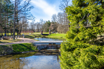 Caterine park in spring Pushkin (Tsarskoe Selo), St. Petersburg, Russia
