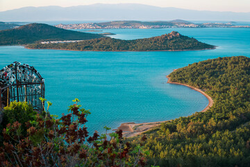 Beautiful landscape view of the coast, from Satan's Table ( Seitan Sofrasi ) in Ayvalik, Turkey