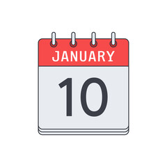 January 10. Calendar icon. Vector illustration, flat design..