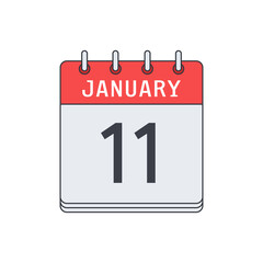 January 11. Calendar icon. Vector illustration, flat design..