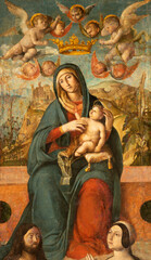 MONOPOLI, ITALY - MARCH 6, 2022: The painting of Madonna - "Madonna delle Gracie" in the church Chiesa di San Antonio by Veronese school from 16. cent.