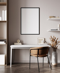 Home mock up, cozy modern workplace in interior background, 3d render