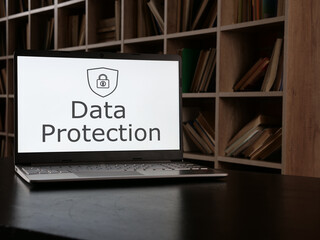 Data protection is shown using the text on the monitor