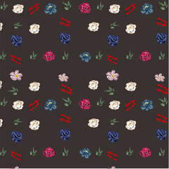 Flowers, leaves, plants. Drawing on a transparent background. Choose your own background color. Pattern, desktop wallpaper, pattern on fabric, background. Vector pattern.