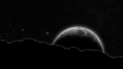 new moon , moon eclipse 3d illustration