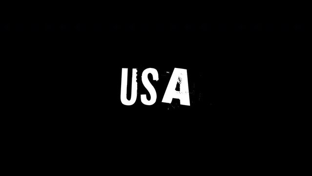 usa text concept animation. Letters Cut Out Newspaper.stop motion.white and black color.