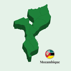 3D Map of Mozambique, Vector illustration Stock Photos, Designs