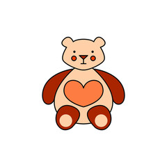 Cute vector teddy bear isolated on white background 