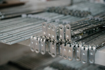 Production and manufacture of window profiles. Plastic and metal profiles close-up