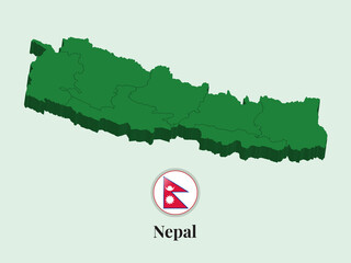 3D Map of Nepal, Vector illustration Stock Photos, Designs - obrazy, fototapety, plakaty