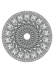 Decorative mandala with wavy and soft patterns on a white isolated background. 
