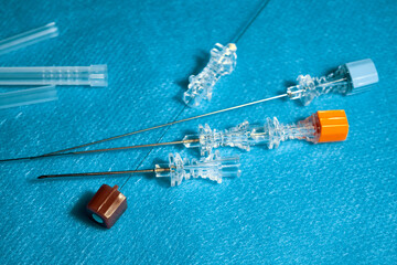 Spinal Anesthesia Injection Needles. Pencil Point Needles With Introducer - obrazy, fototapety, plakaty