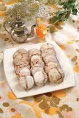 Obraz na płótnie Canvas Ghreiba Cake served with tea offered at the wedding and Eid al-Fitr. Ghriba cookies