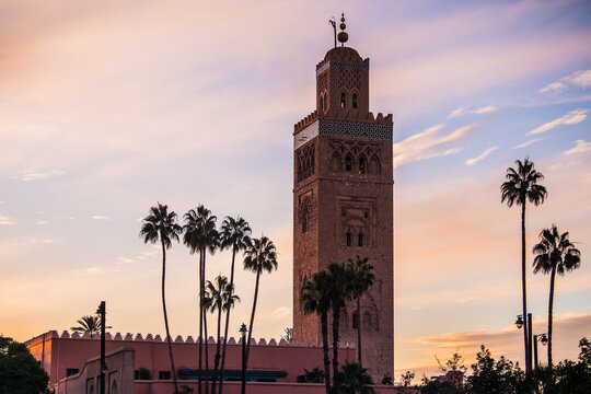 Marrakesh, Morocco - May 01,2022: The architecture of the old Medina district of Marrakech.