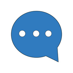 Blue message icon on white background for smartphone design