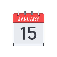 January 15. Calendar icon. Vector illustration, flat design..