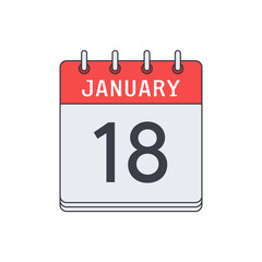 January 18. Calendar icon. Vector illustration, flat design..