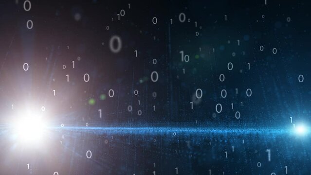 Shiny binary data network cyberspace animation.