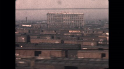 Kansas City Rail Depot 1946 - A passenger train on the Santa Fe Line passes through Kansas City at the end of WWII  