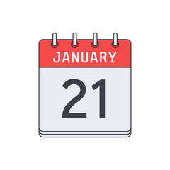 January 21. Calendar icon. Vector illustration, flat design..