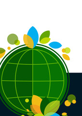 Concepts of ecology and peace. Earth globe with green leaves. Vector