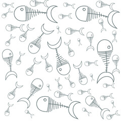 fishbone szkielet ryba textura pattern tło wzór szary woda morze morski summer spring island - obrazy, fototapety, plakaty