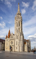 Fototapeta na wymiar Matthias church at Szentharomsag square in Budapest. Hungary